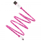 kit svítící micro USB kabel, růžový