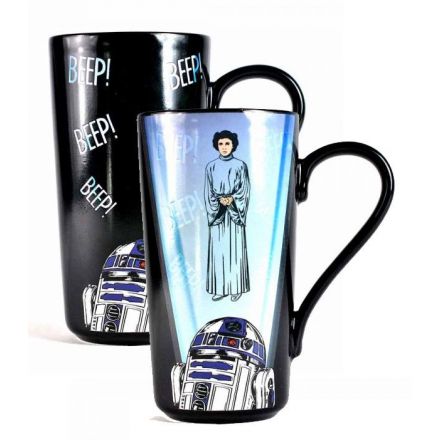 Star Wars, R2-D2 a Leia, měnící se hrnek na latte